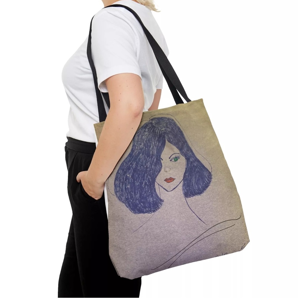 AnArtPhull Large Tote Bag. Girl Drawn Design. An Everything Bag. Brand New